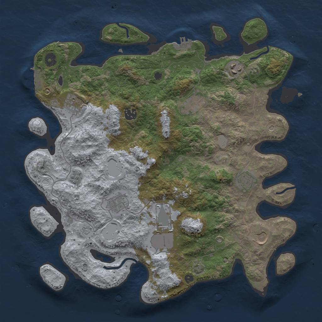 Rust Map: Procedural Map, Size: 3750, Seed: 57743212, 17 Monuments
