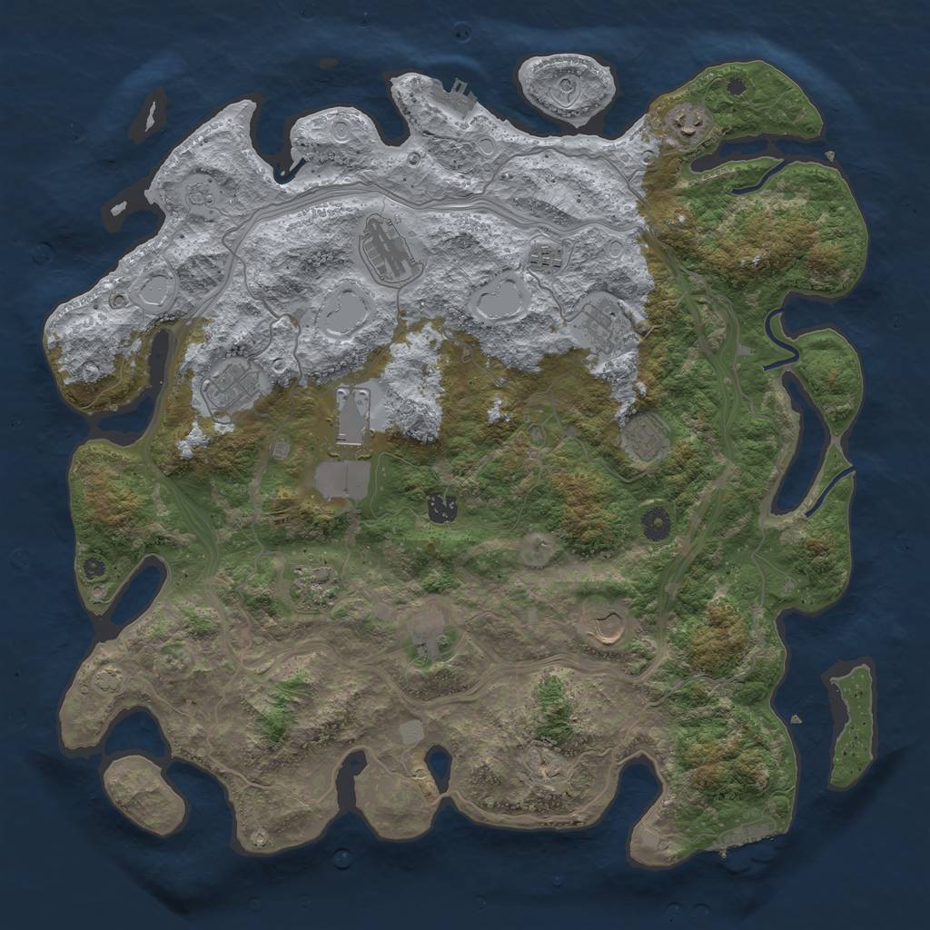 Rust Map: Procedural Map, Size: 4400, Seed: 45973968, 19 Monuments