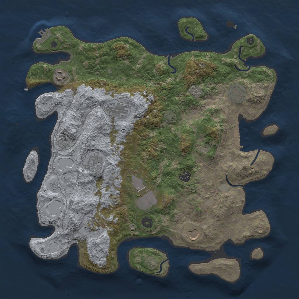 Rust Map: Procedural Map, Size: 3950, Seed: 89333872, 17 Monuments