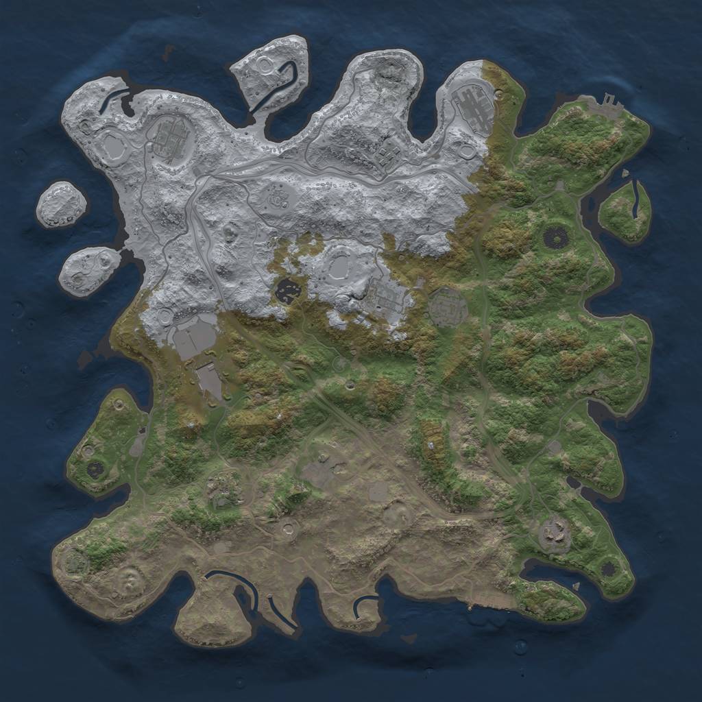 Rust Map: Procedural Map, Size: 4300, Seed: 10568666, 18 Monuments