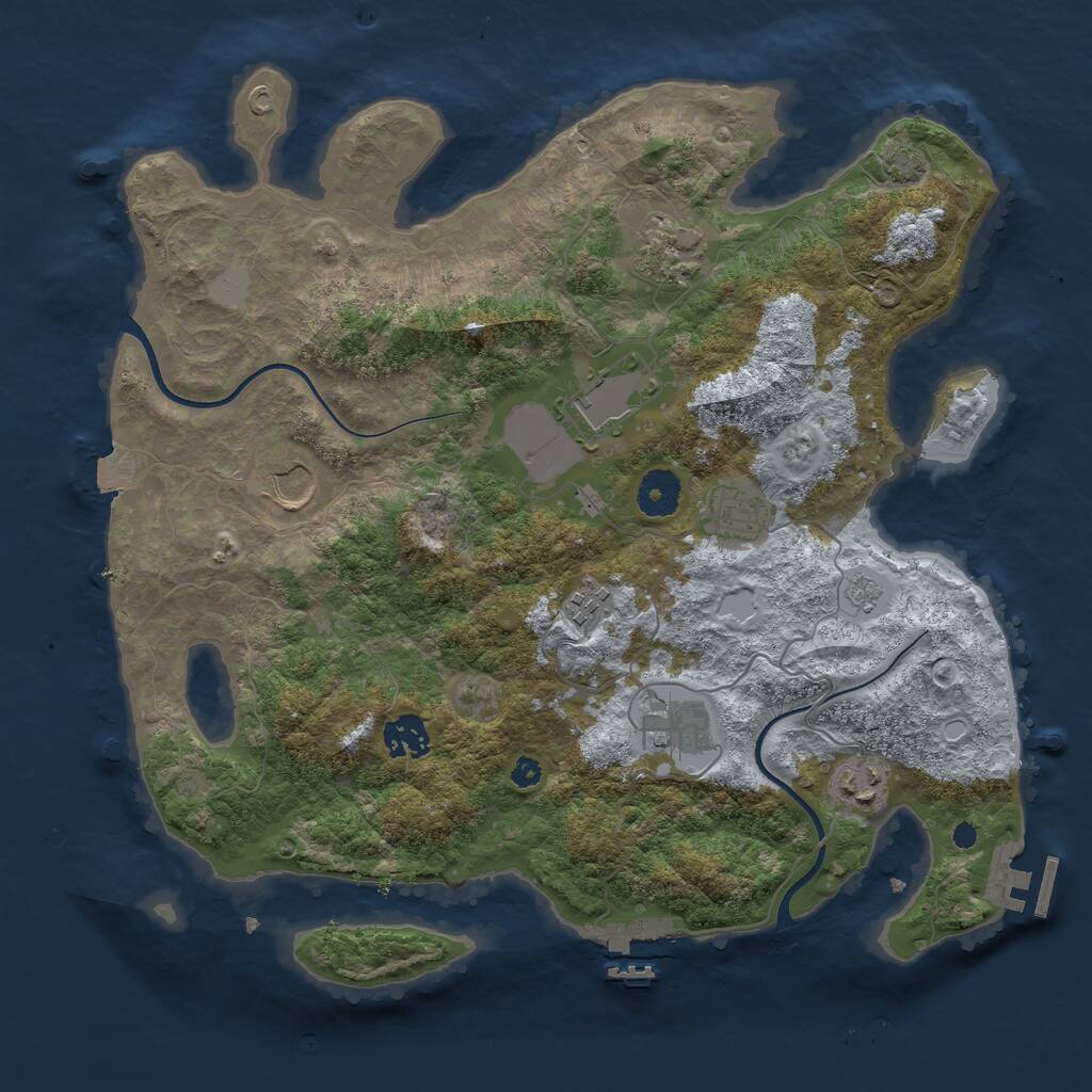 Rust Map: Procedural Map, Size: 3600, Seed: 27093088, 13 Monuments