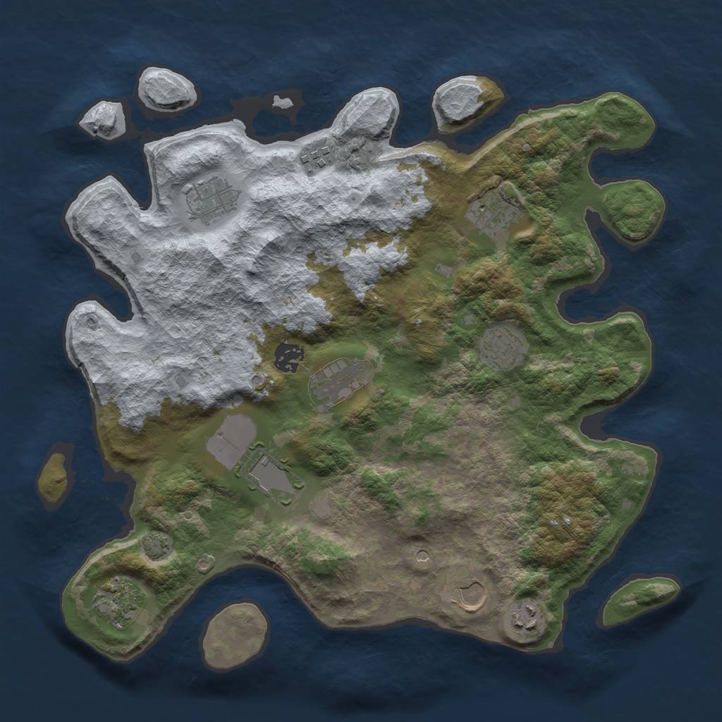 Rust Map: Barren, Size: 3600, Seed: 43911773, 14 Monuments