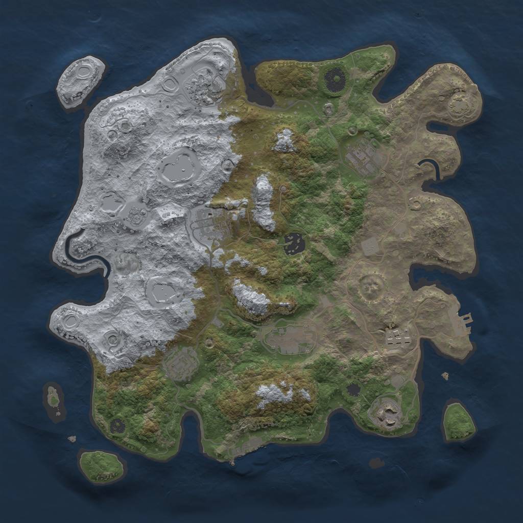Rust Map: Procedural Map, Size: 3450, Seed: 58196680, 16 Monuments