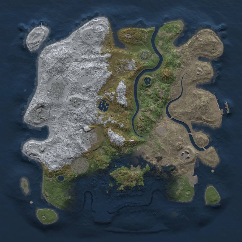Rust Map: Procedural Map, Size: 3450, Seed: 58196680, 14 Monuments