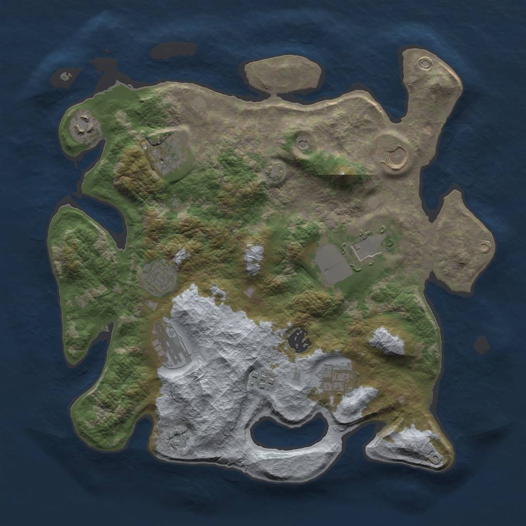 Rust Map: Barren, Size: 3500, Seed: 12324596, 13 Monuments