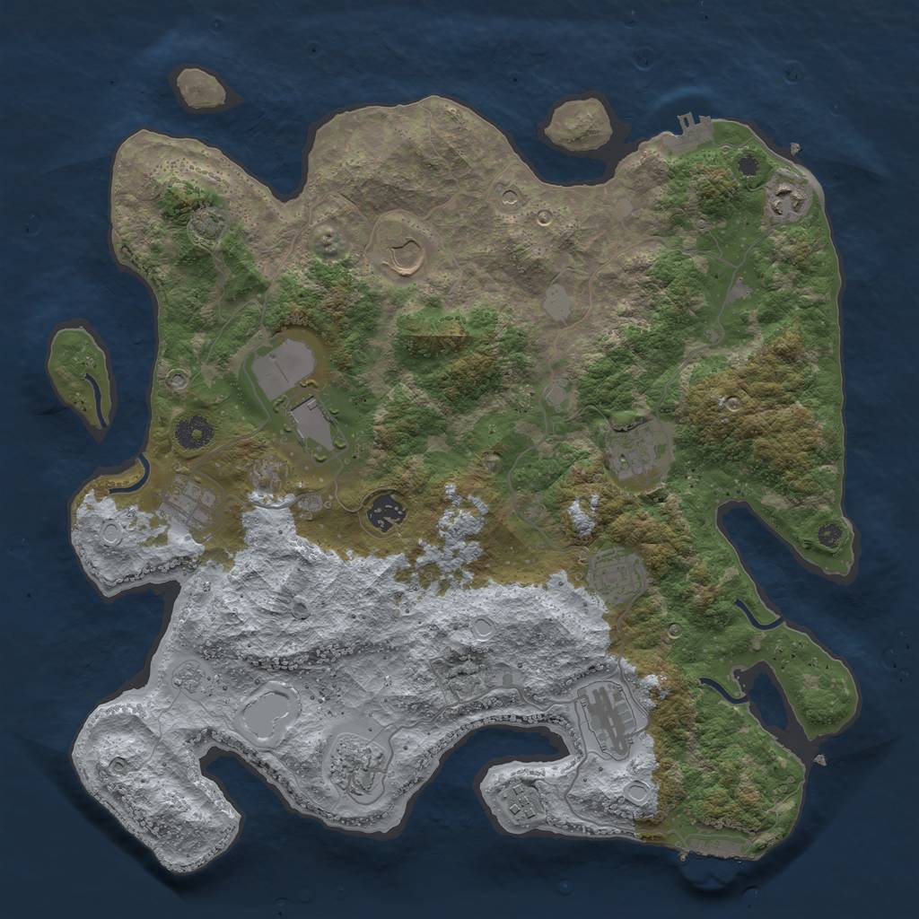 Rust Map: Procedural Map, Size: 3888, Seed: 2147483647, 18 Monuments