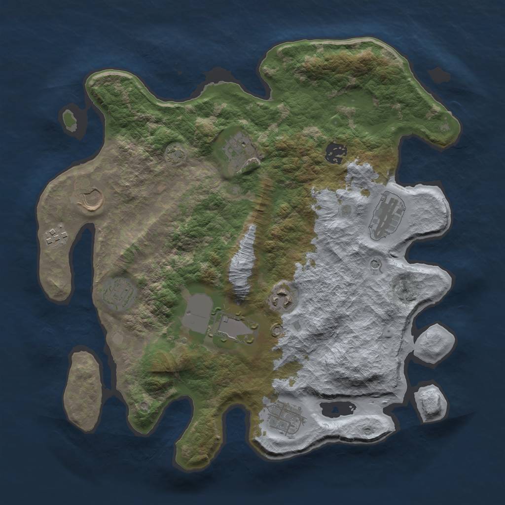 Rust Map: Barren, Size: 3500, Seed: 421935817, 13 Monuments