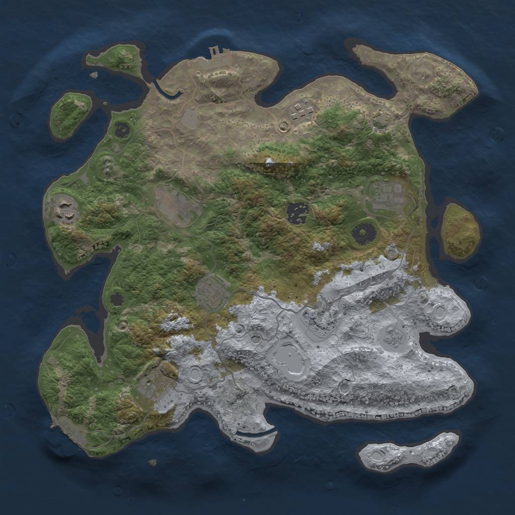 Rust Map: Procedural Map, Size: 3400, Seed: 11781922, 16 Monuments