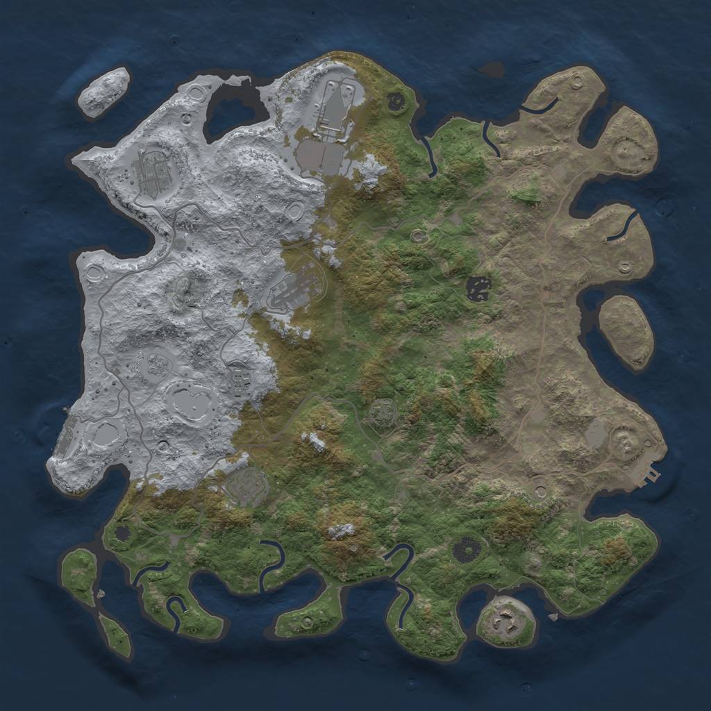 Rust Map: Procedural Map, Size: 4000, Seed: 58009, 15 Monuments