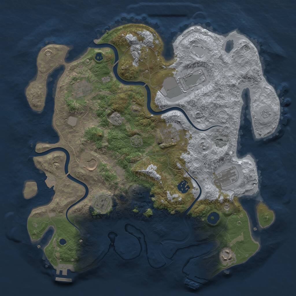 Rust Map: Procedural Map, Size: 3700, Seed: 515792809, 16 Monuments
