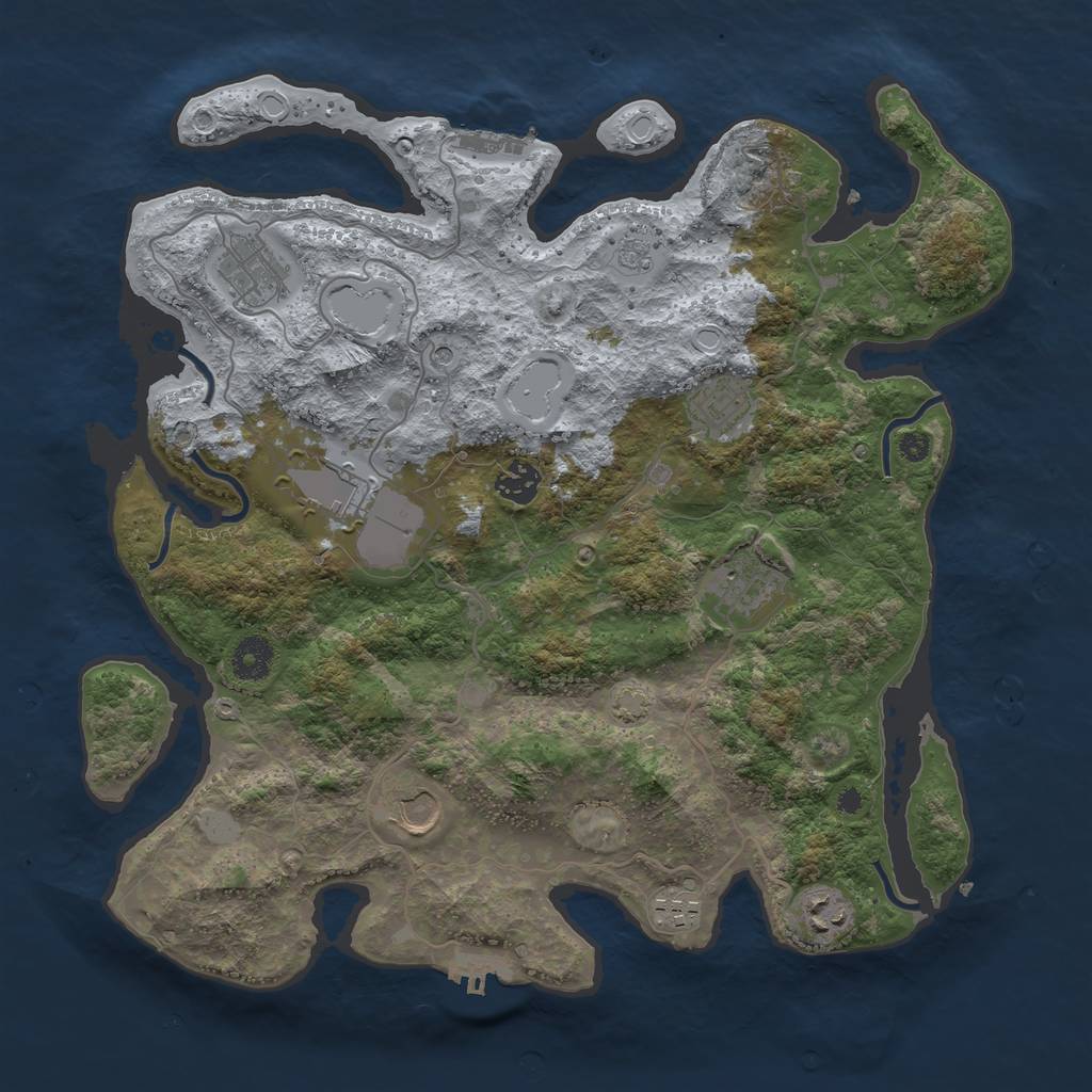 Rust Map: Procedural Map, Size: 3750, Seed: 31931426, 16 Monuments