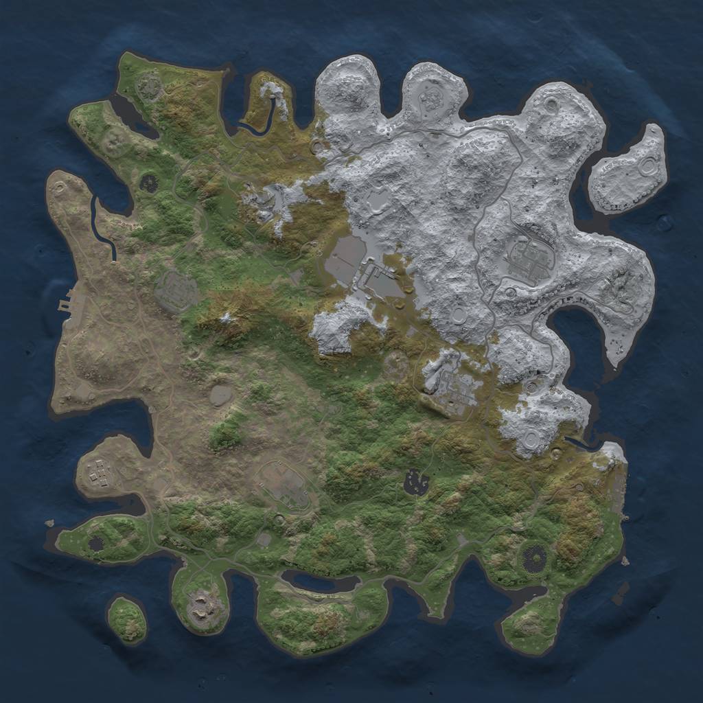 Rust Map: Procedural Map, Size: 4000, Seed: 700094051, 17 Monuments