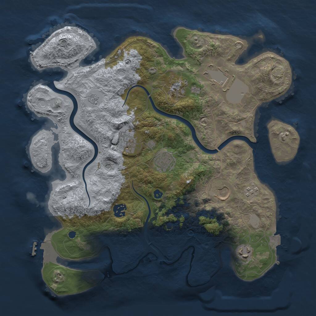 Rust Map: Procedural Map, Size: 3500, Seed: 1853480183, 13 Monuments