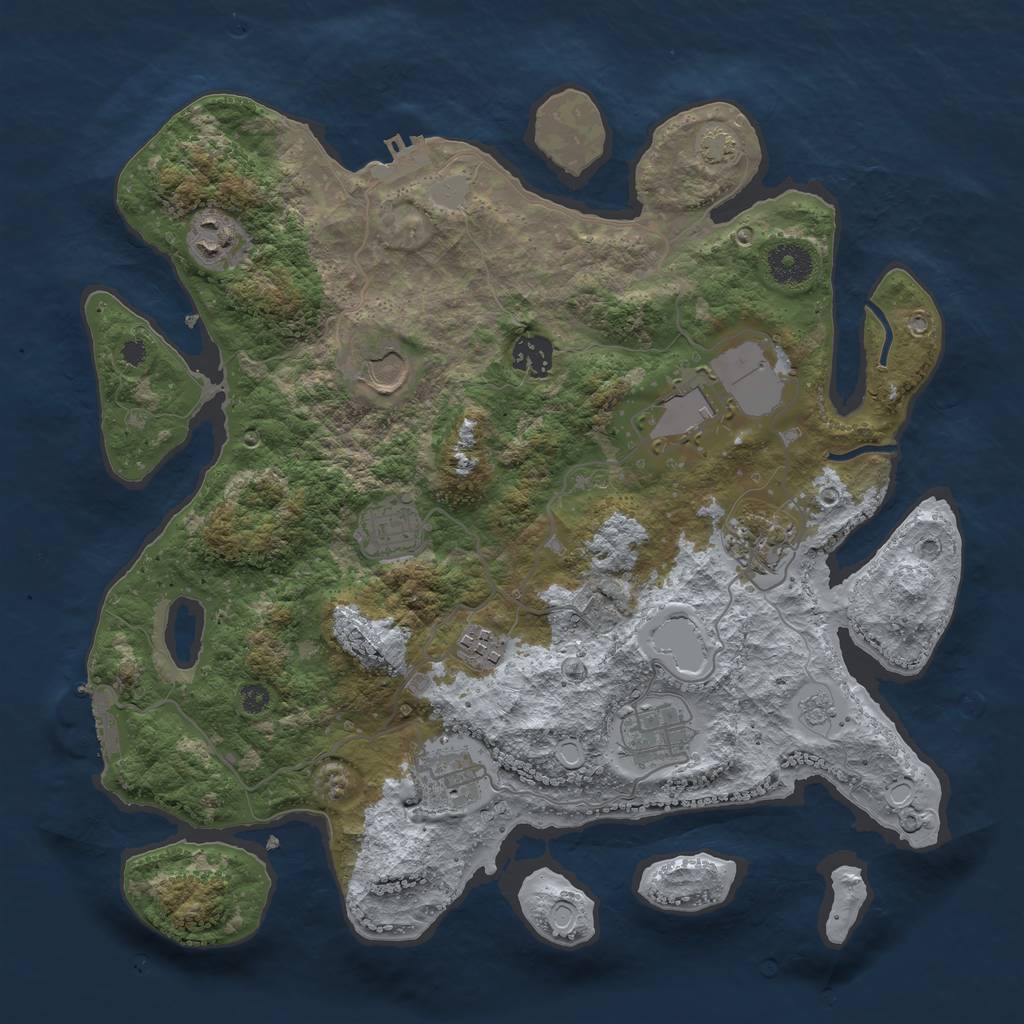 Rust Map: Procedural Map, Size: 3600, Seed: 14607716, 16 Monuments