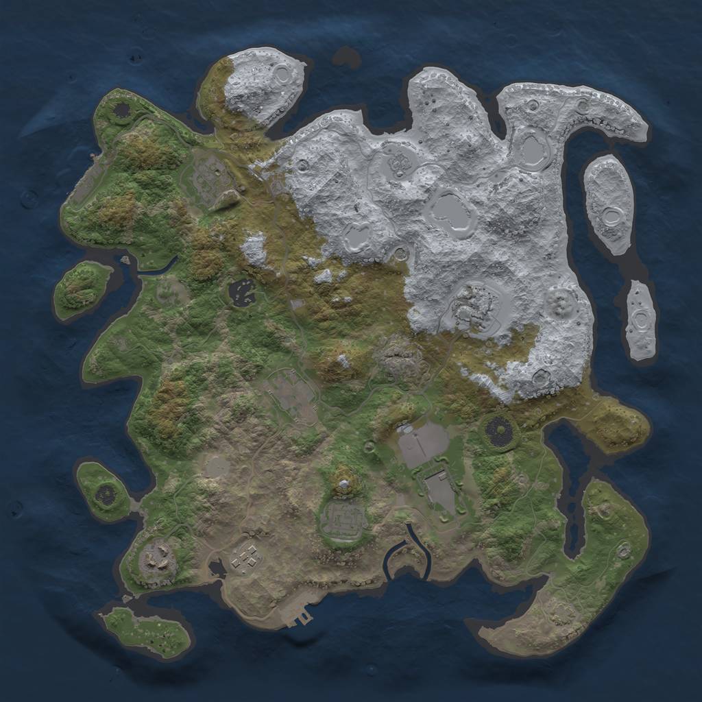 Rust Map: Procedural Map, Size: 3700, Seed: 34926512, 16 Monuments