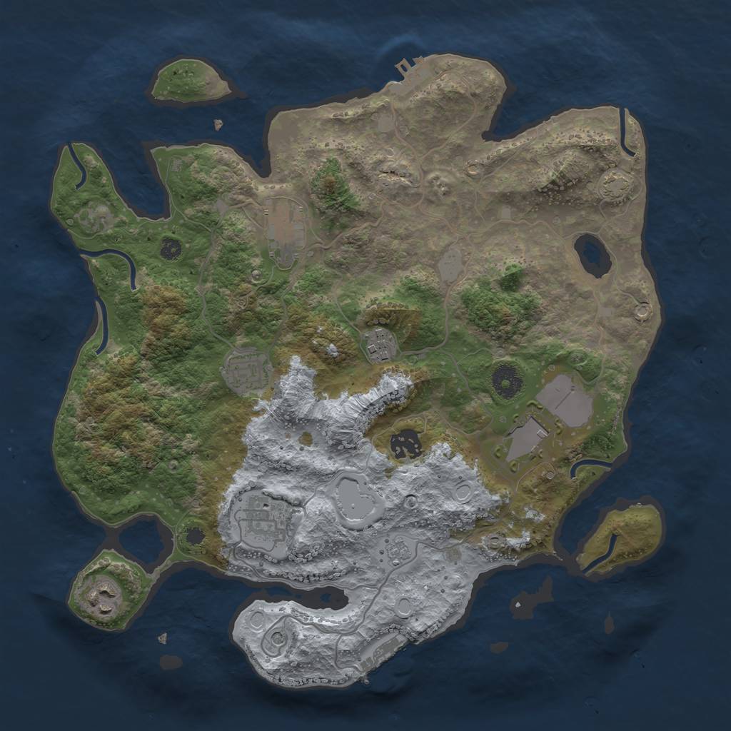 Rust Map: Procedural Map, Size: 3500, Seed: 49214269, 15 Monuments
