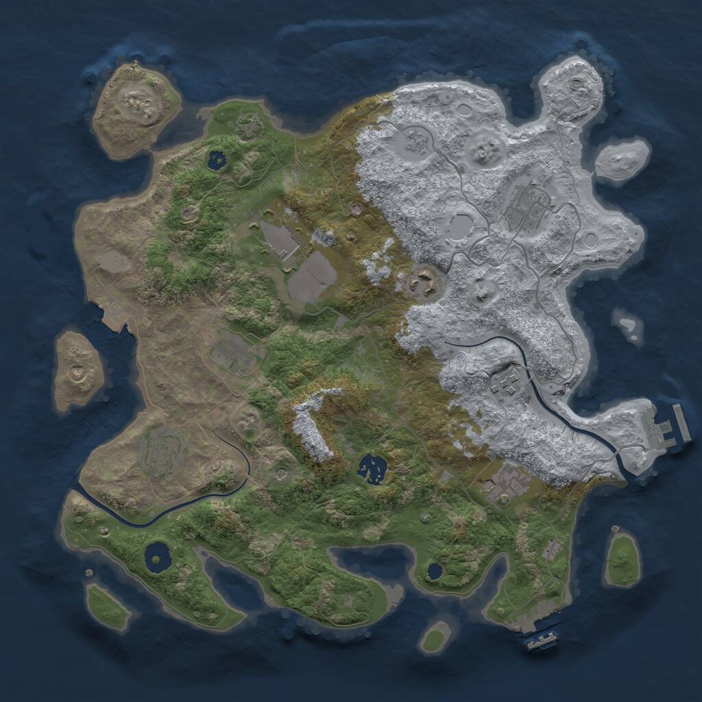 Rust Map: Procedural Map, Size: 3629, Seed: 675337386, 14 Monuments