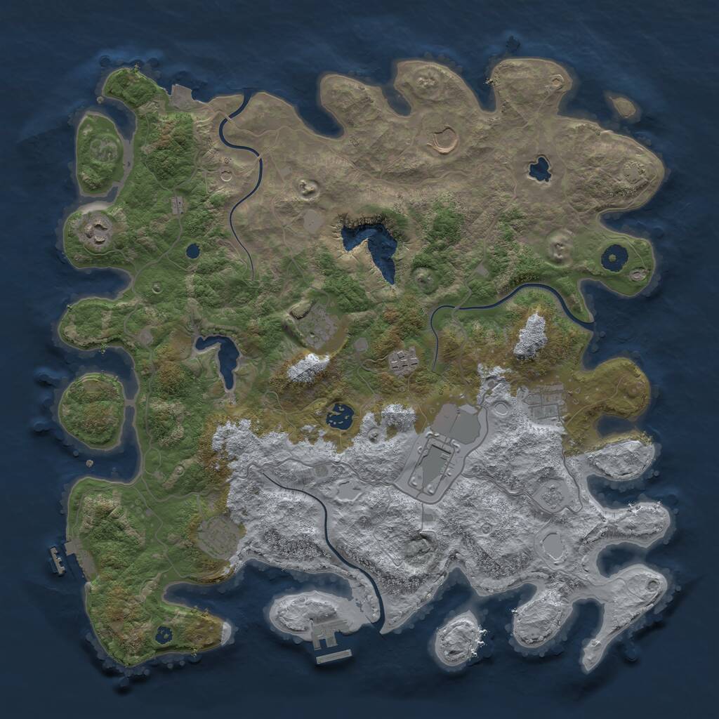 Rust Map: Procedural Map, Size: 4100, Seed: 59052811, 14 Monuments
