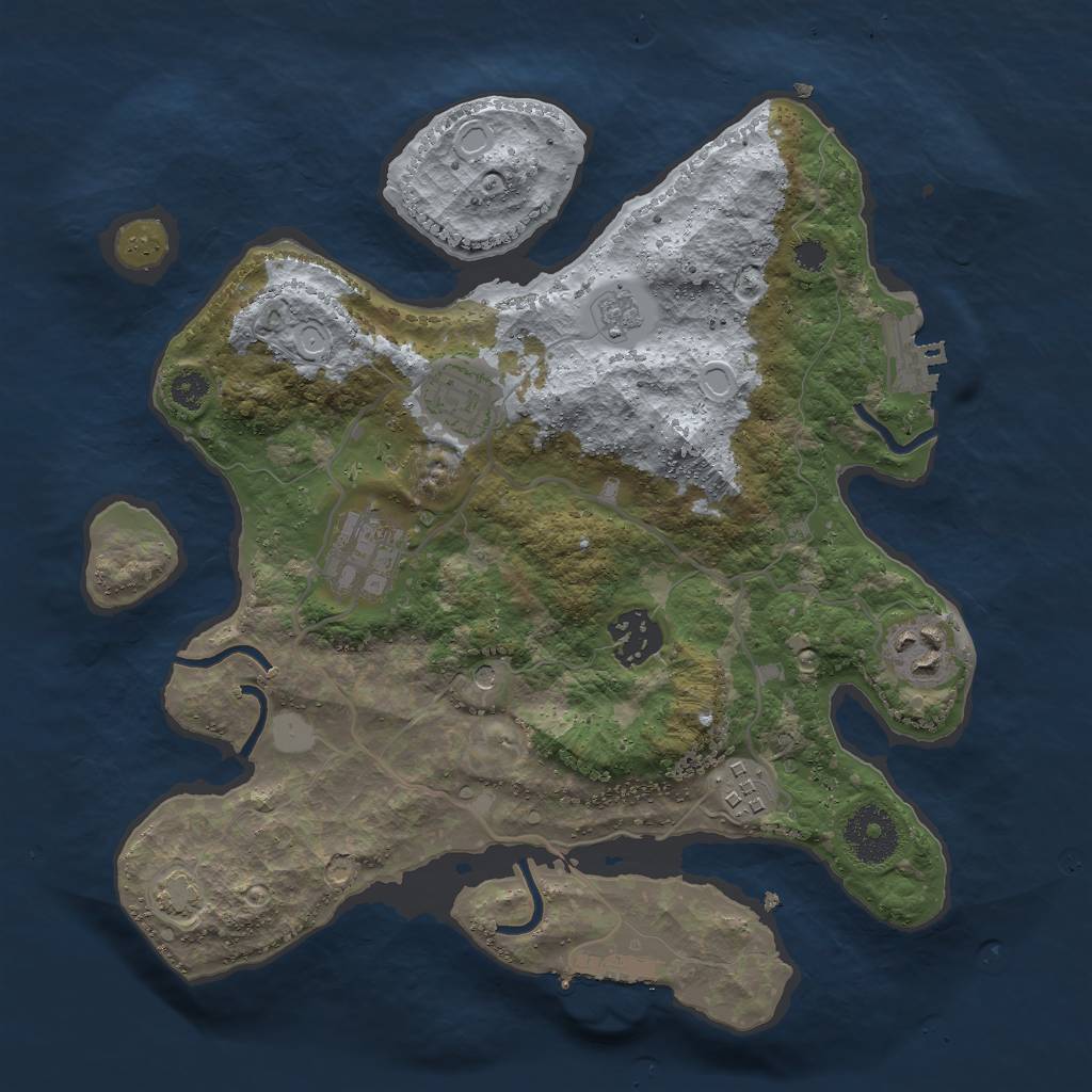 Rust Map: Procedural Map, Size: 3000, Seed: 695321404, 13 Monuments