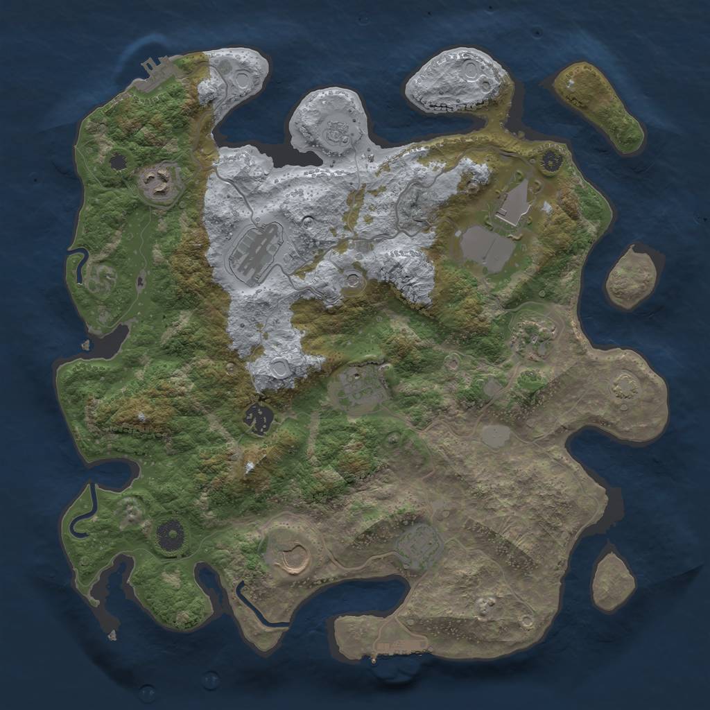 Rust Map: Procedural Map, Size: 3600, Seed: 49783264, 16 Monuments