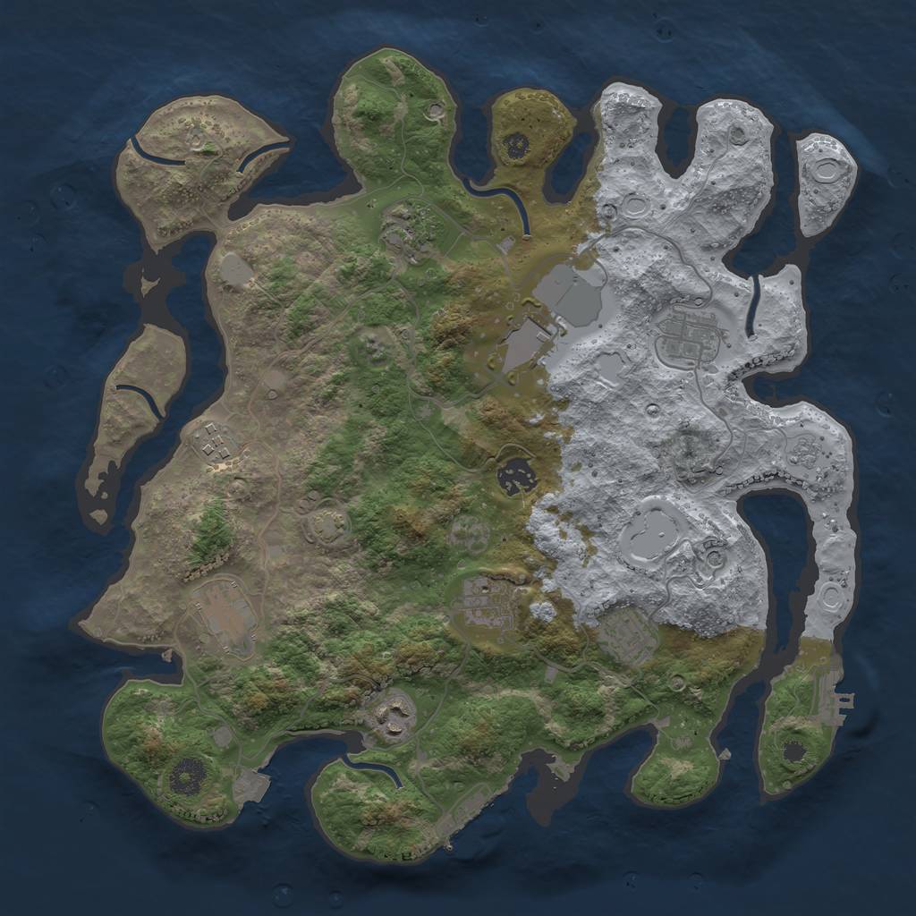 Rust Map: Procedural Map, Size: 3650, Seed: 43153620, 17 Monuments