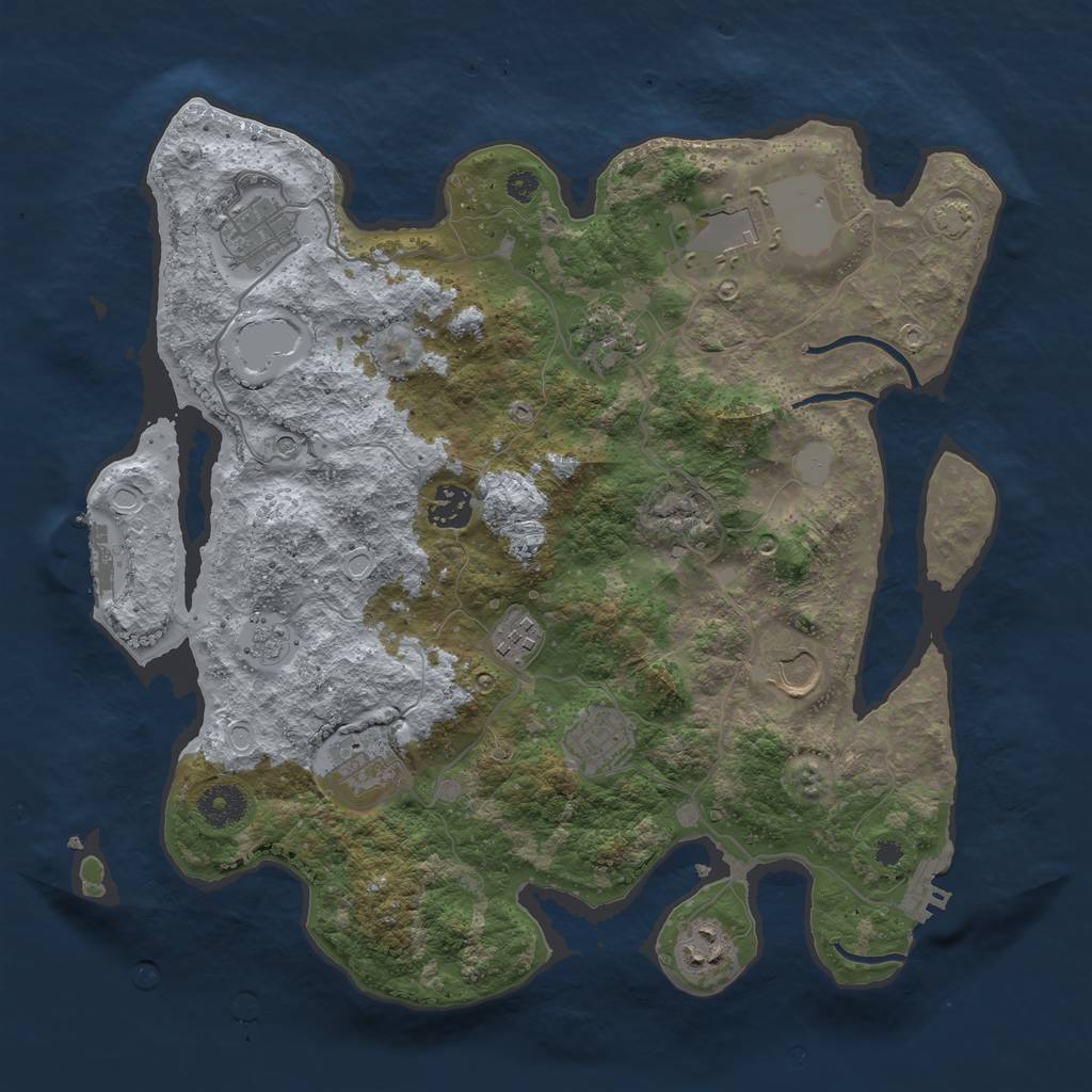 Rust Map: Procedural Map, Size: 3600, Seed: 22942132, 17 Monuments