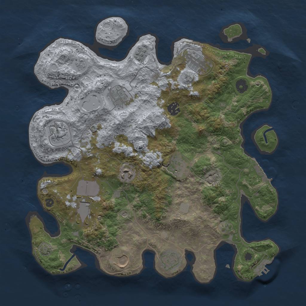 Rust Map: Procedural Map, Size: 3600, Seed: 20360106, 18 Monuments