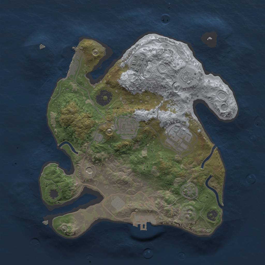 Rust Map: Procedural Map, Size: 2500, Seed: 2315865, 11 Monuments