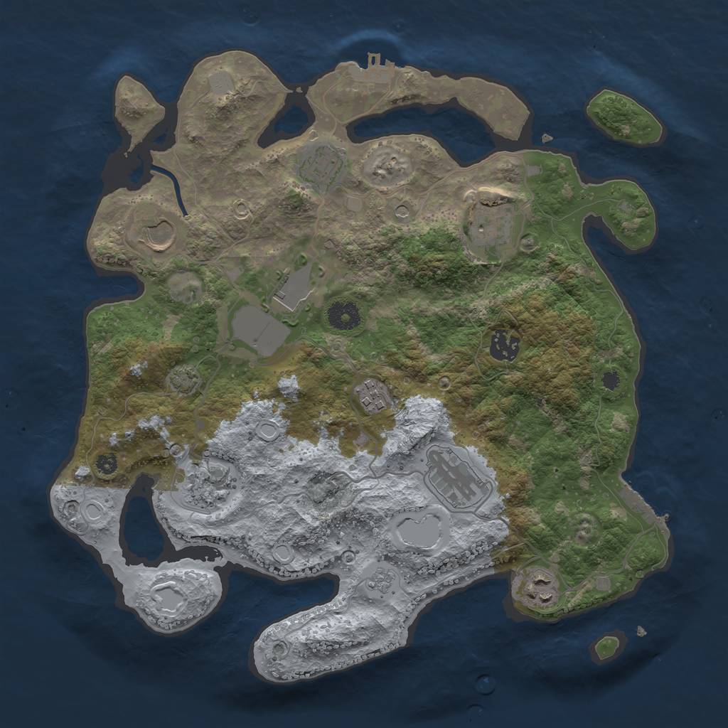Rust Map: Procedural Map, Size: 3500, Seed: 656445345, 17 Monuments