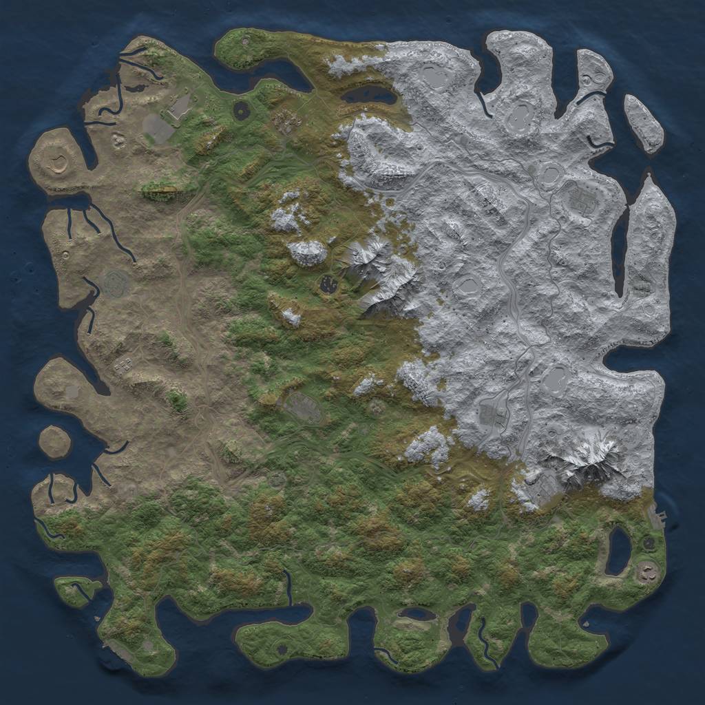 Rust Map: Procedural Map, Size: 6000, Seed: 601, 19 Monuments