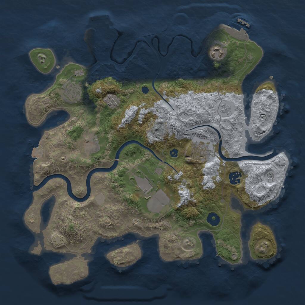 Rust Map: Procedural Map, Size: 3500, Seed: 545275726, 13 Monuments