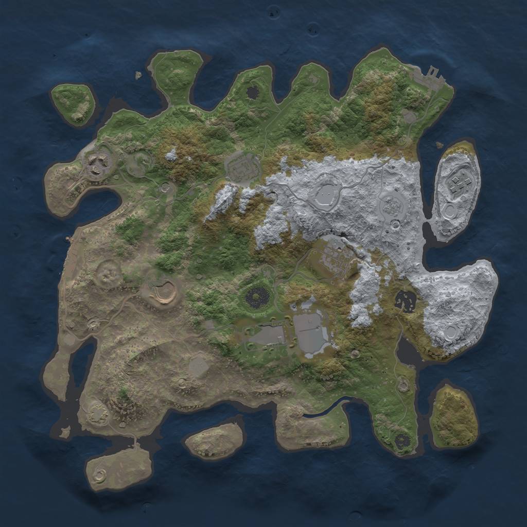 Rust Map: Procedural Map, Size: 3500, Seed: 545275726, 15 Monuments