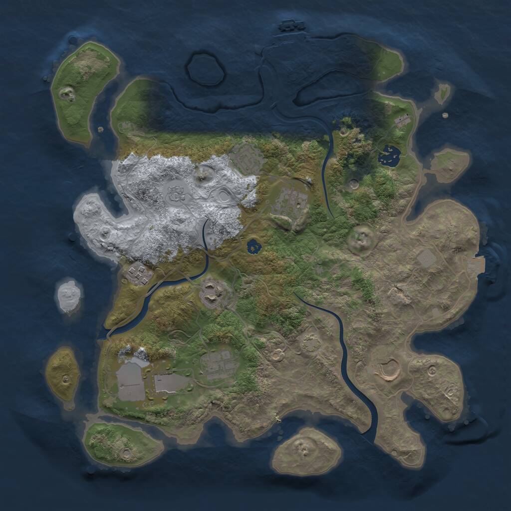 Rust Map: Procedural Map, Size: 3500, Seed: 658123, 13 Monuments
