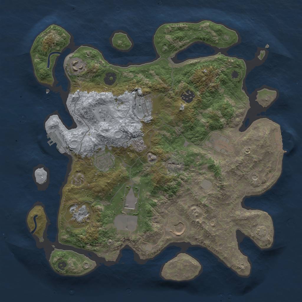 Rust Map: Procedural Map, Size: 3500, Seed: 658123, 17 Monuments