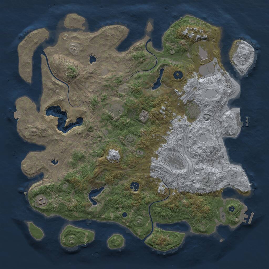Rust Map: Procedural Map, Size: 4500, Seed: 1353310425, 13 Monuments