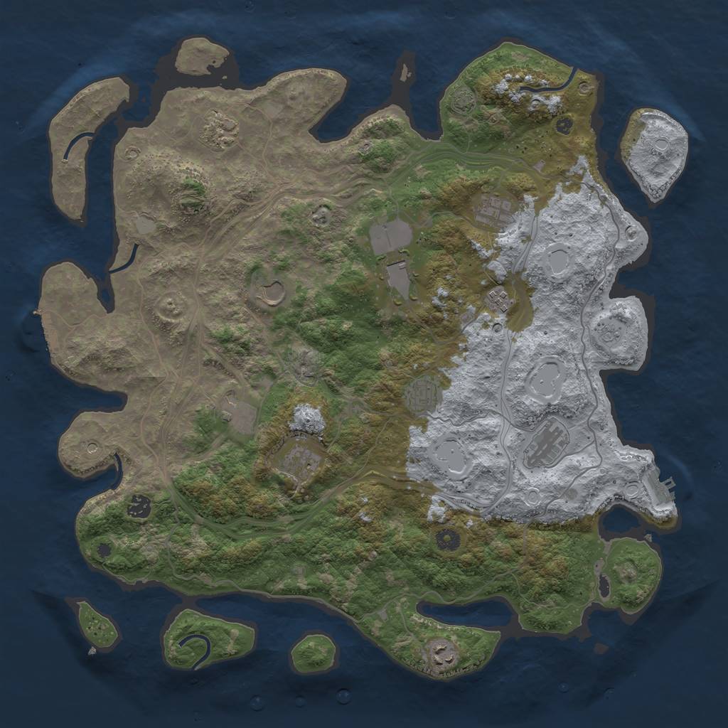 Rust Map: Procedural Map, Size: 4500, Seed: 1353310425, 19 Monuments