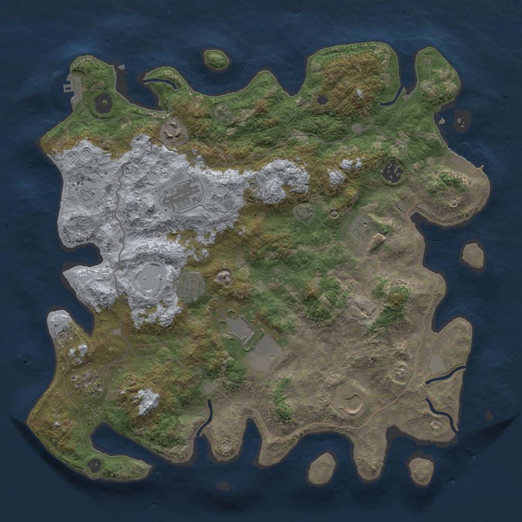 Rust Map: Procedural Map, Size: 4000, Seed: 74178232, 16 Monuments