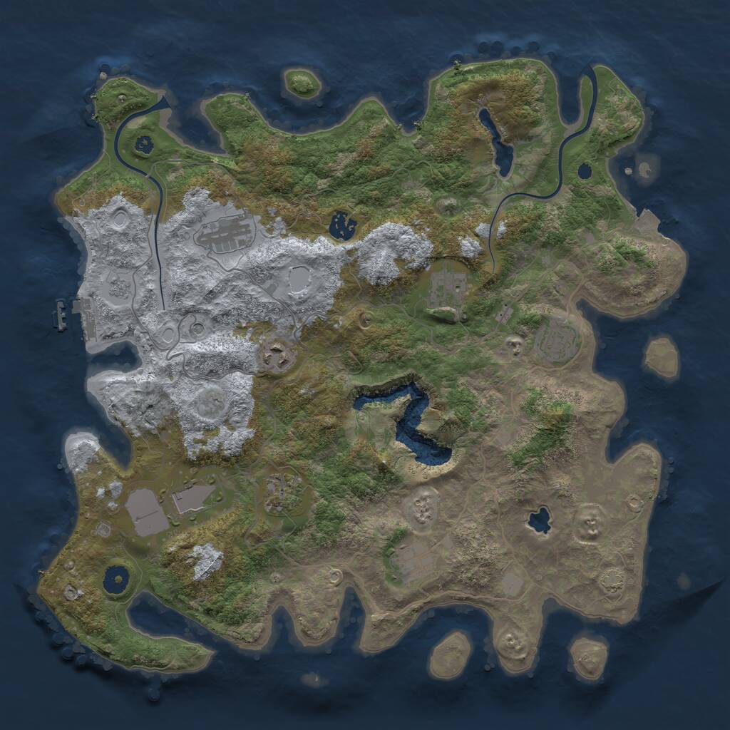 Rust Map: Procedural Map, Size: 4000, Seed: 74178232, 13 Monuments