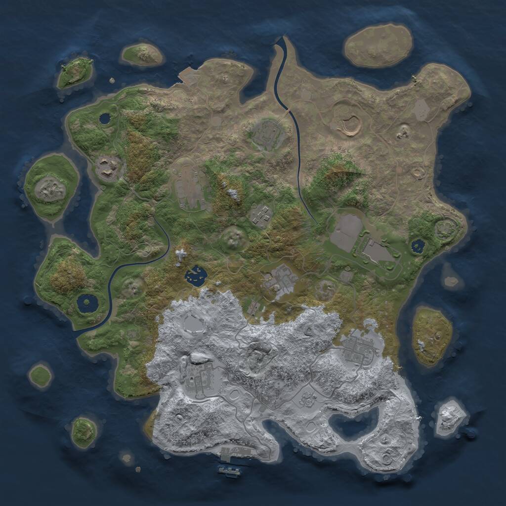Rust Map: Procedural Map, Size: 3700, Seed: 775991094, 14 Monuments