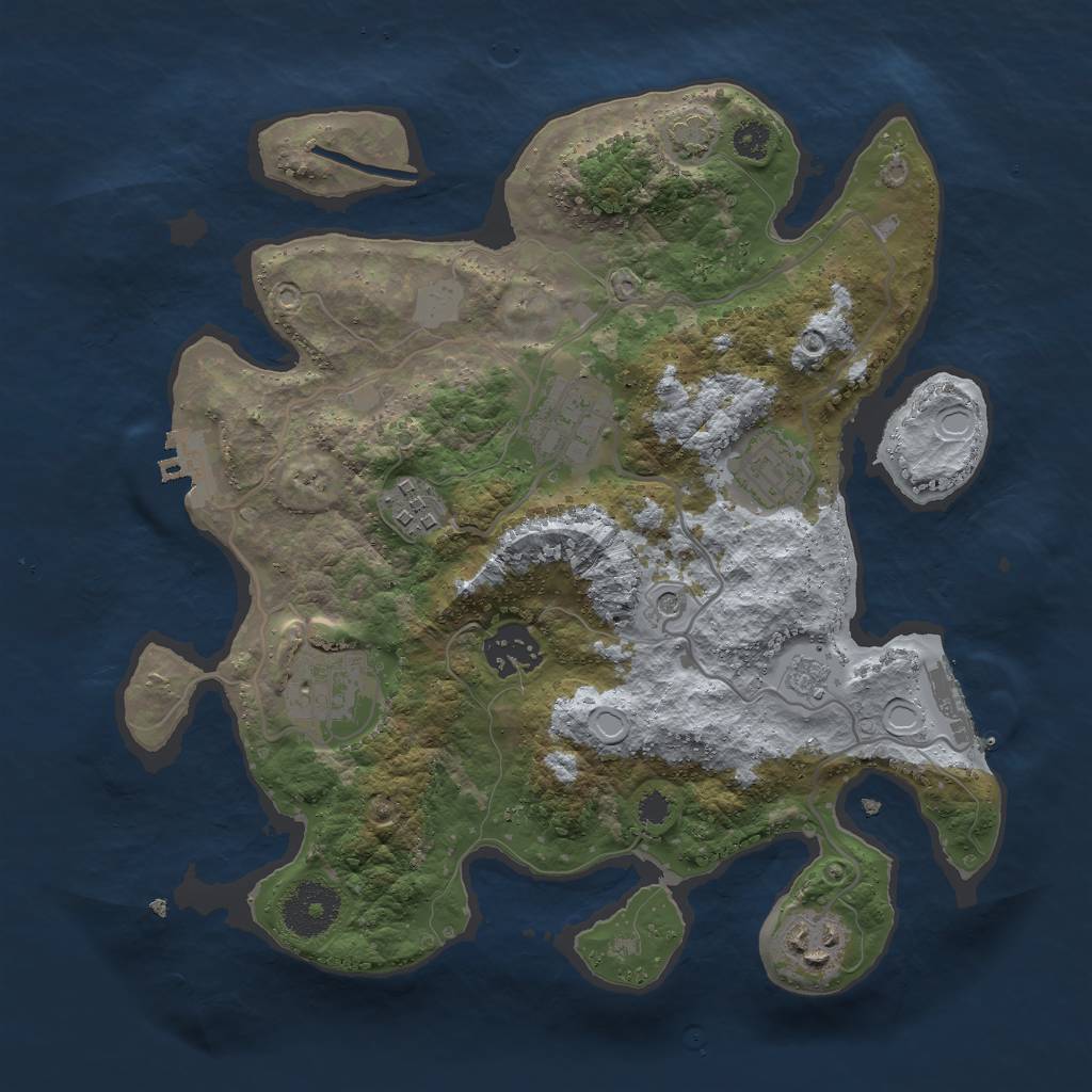 Rust Map: Procedural Map, Size: 3000, Seed: 714386975, 14 Monuments