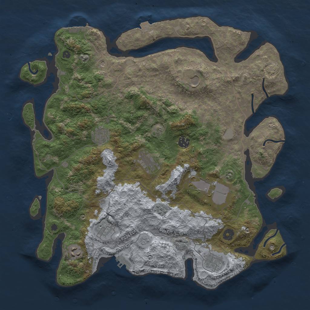 Rust Map: Procedural Map, Size: 4000, Seed: 996959382, 17 Monuments