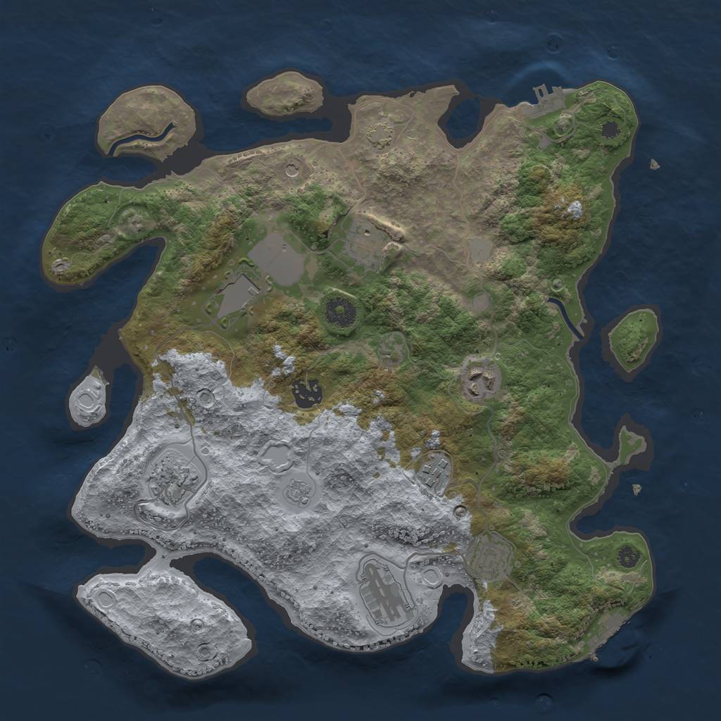 Rust Map: Procedural Map, Size: 3500, Seed: 853704437, 16 Monuments