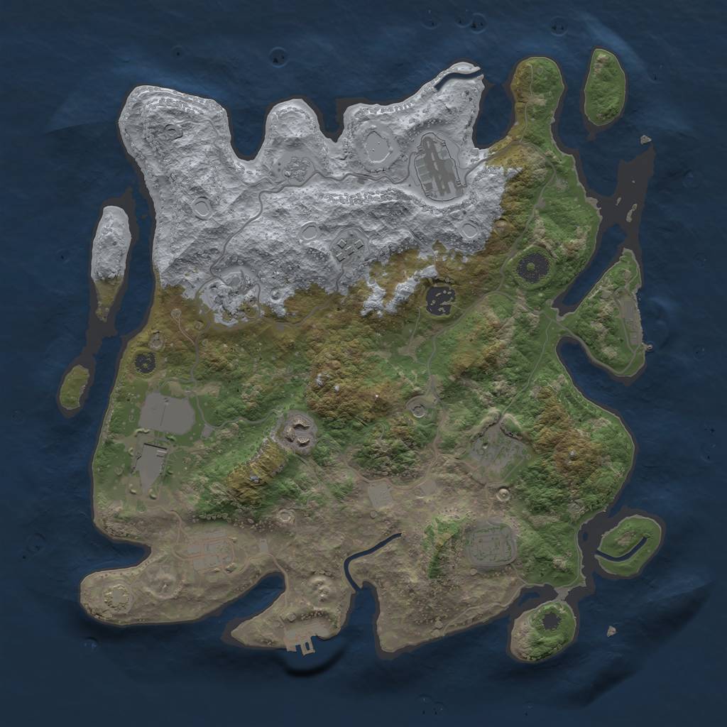 Rust Map: Procedural Map, Size: 3600, Seed: 1979122700, 17 Monuments