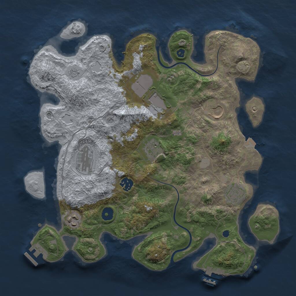 Rust Map: Procedural Map, Size: 3500, Seed: 869518526, 13 Monuments