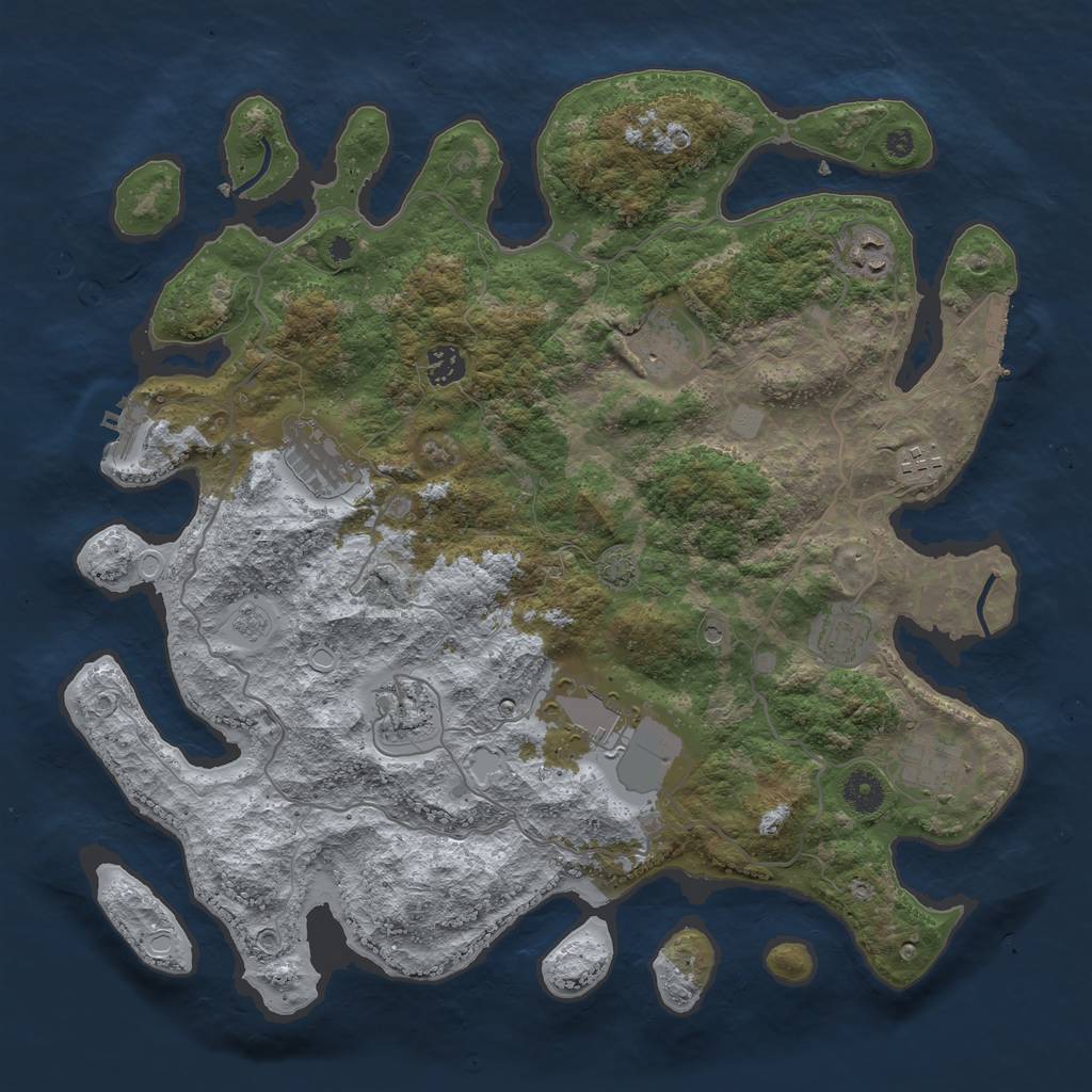 Rust Map: Procedural Map, Size: 4000, Seed: 132699061, 17 Monuments