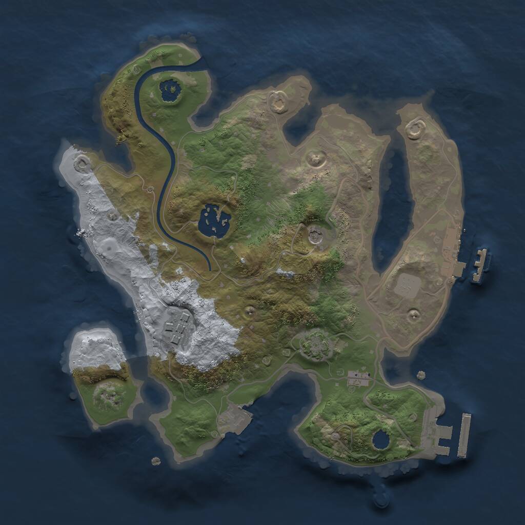 Rust Map: Procedural Map, Size: 2400, Seed: 1110080623, 7 Monuments
