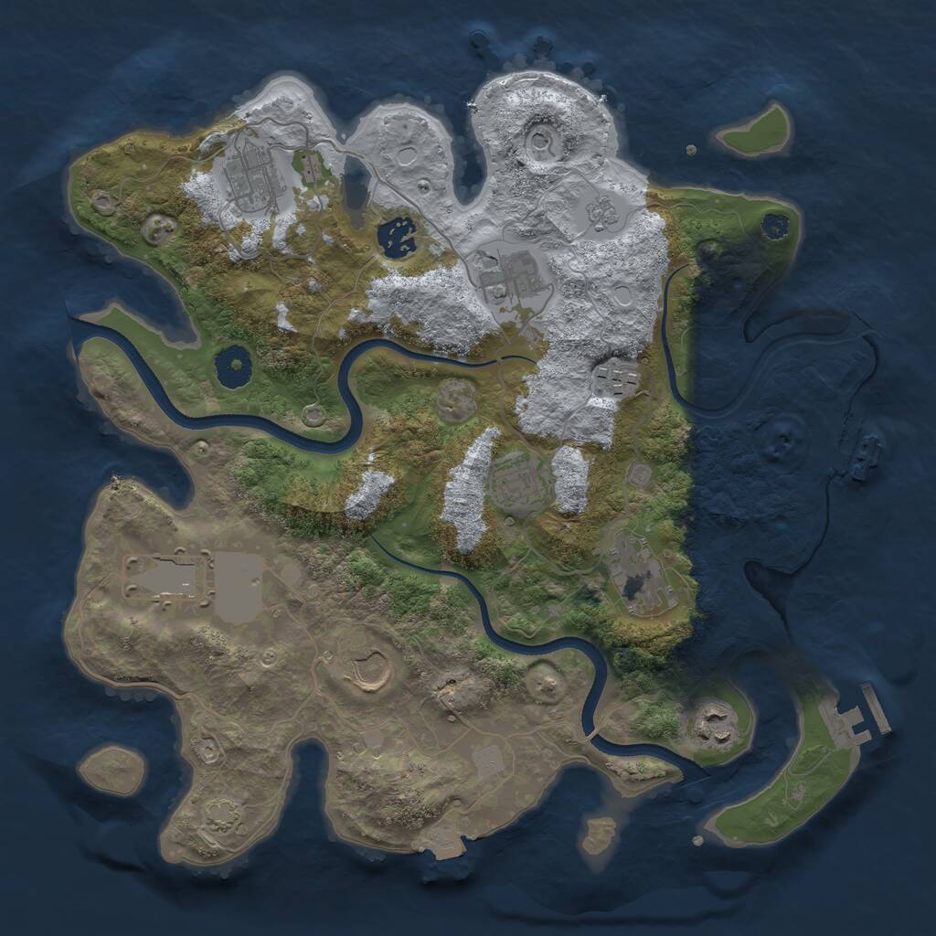 Rust Map: Procedural Map, Size: 3500, Seed: 1367596708, 15 Monuments