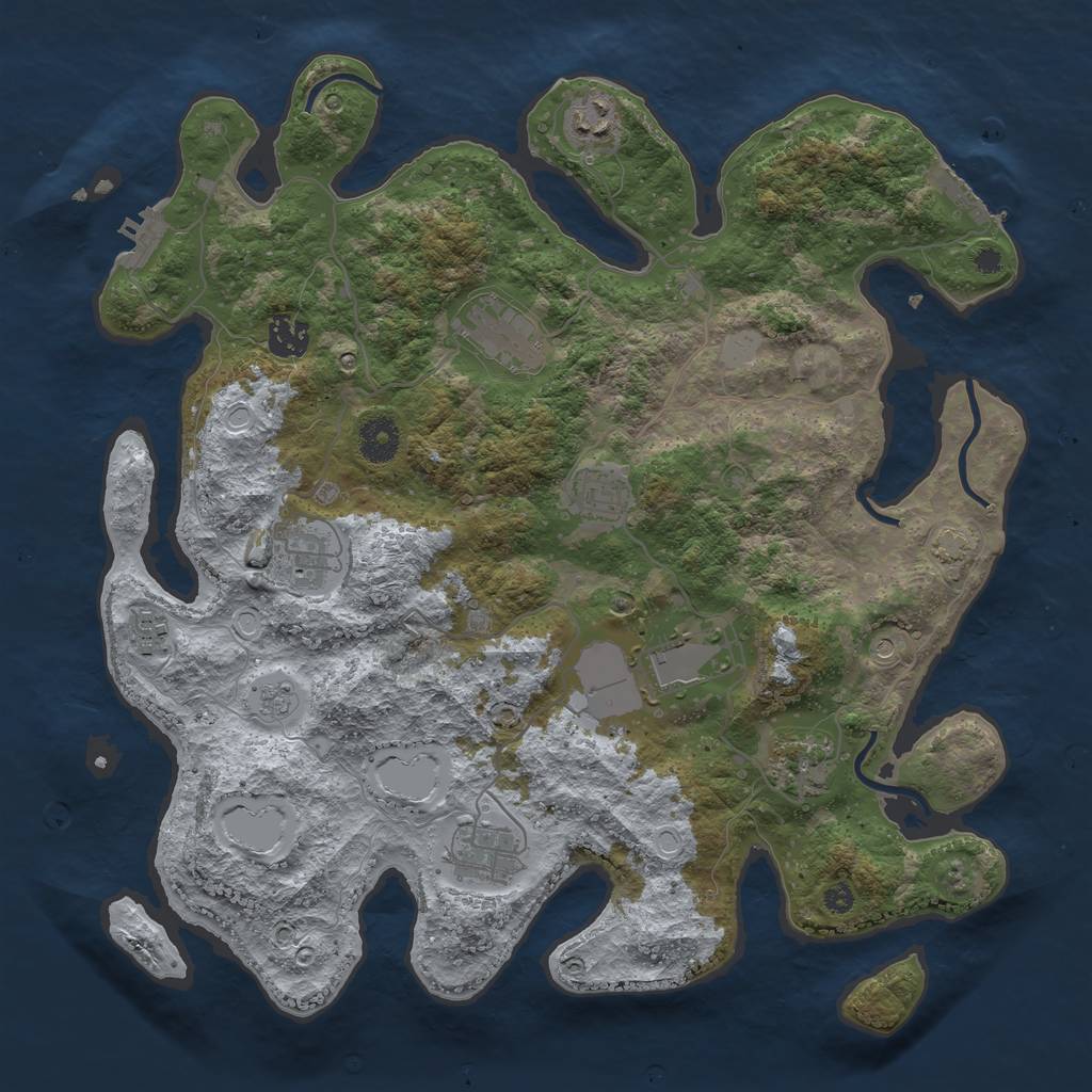 Rust Map: Procedural Map, Size: 3750, Seed: 42885739, 17 Monuments