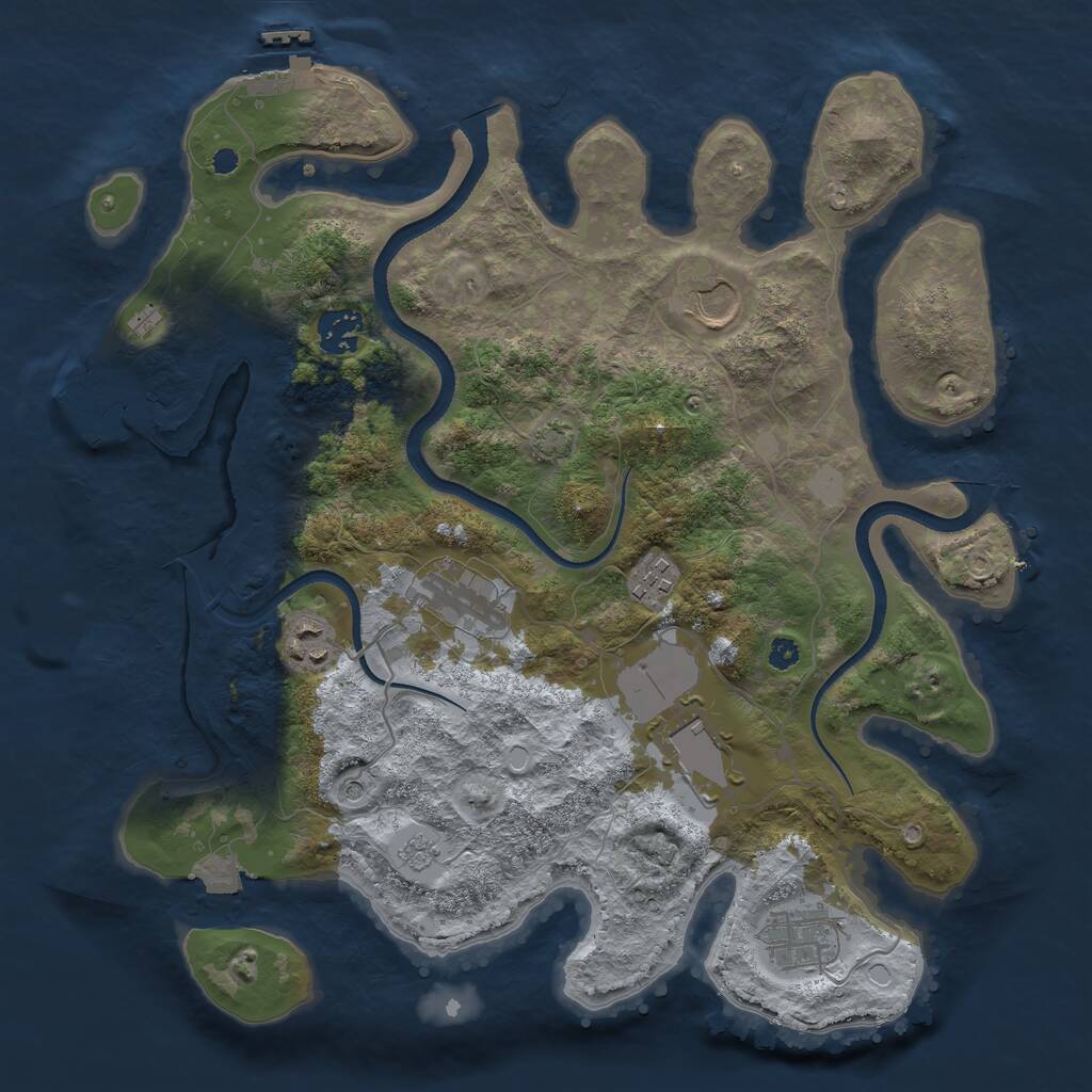 Rust Map: Procedural Map, Size: 3500, Seed: 1239287895, 13 Monuments