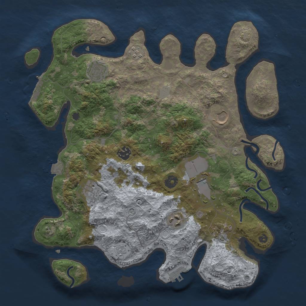 Rust Map: Procedural Map, Size: 3500, Seed: 1239287895, 16 Monuments